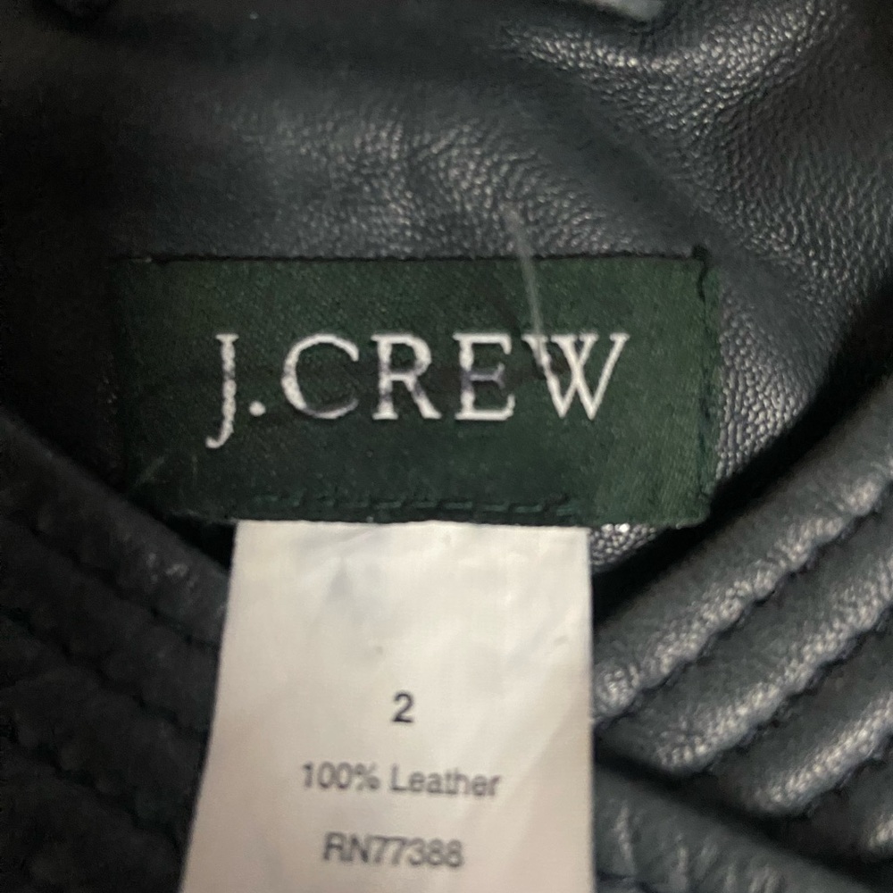 J Crew Sz S Steel Grey Leather Jacket - Picture 2 of 12